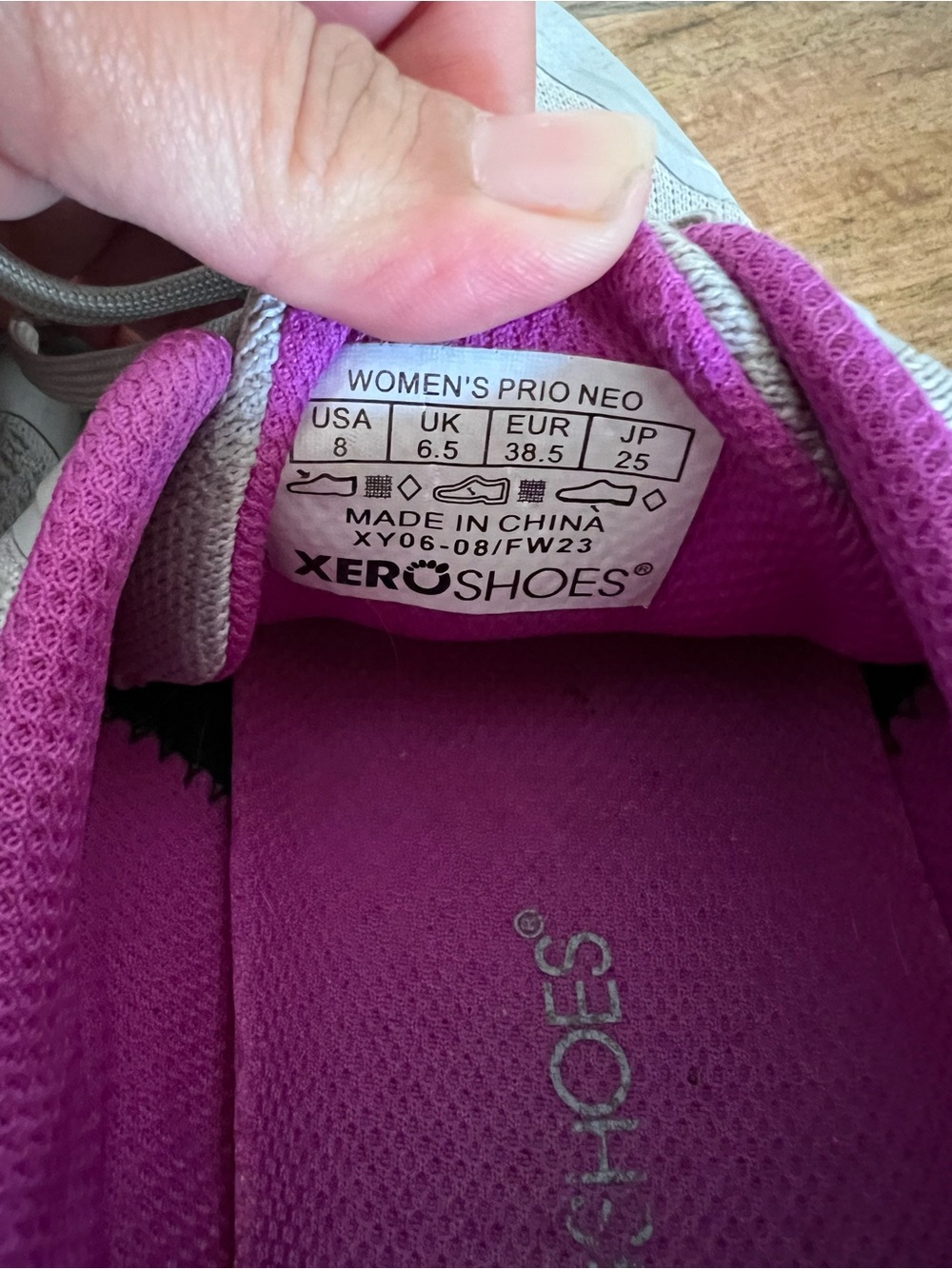 Xero Shoes Prio Neo Performance Barefoot Sneakers Gray Purple Hiking Women's Sz8 - Picture 9 of 11